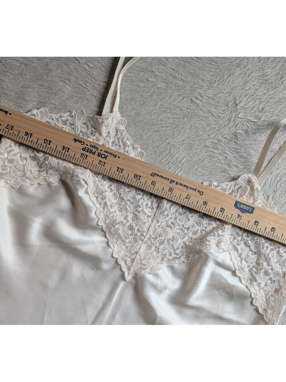 Vtg Wacoal Lingerie Silky Satin Camisole Tapestry Lace Light Beige Sz: Large